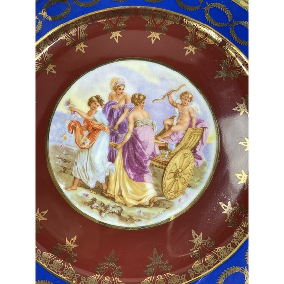 Vintage Rosenthal Bavaria Dinner Plate Cherub Victorian Carriage Scene Gilt - Picture 3 of 10